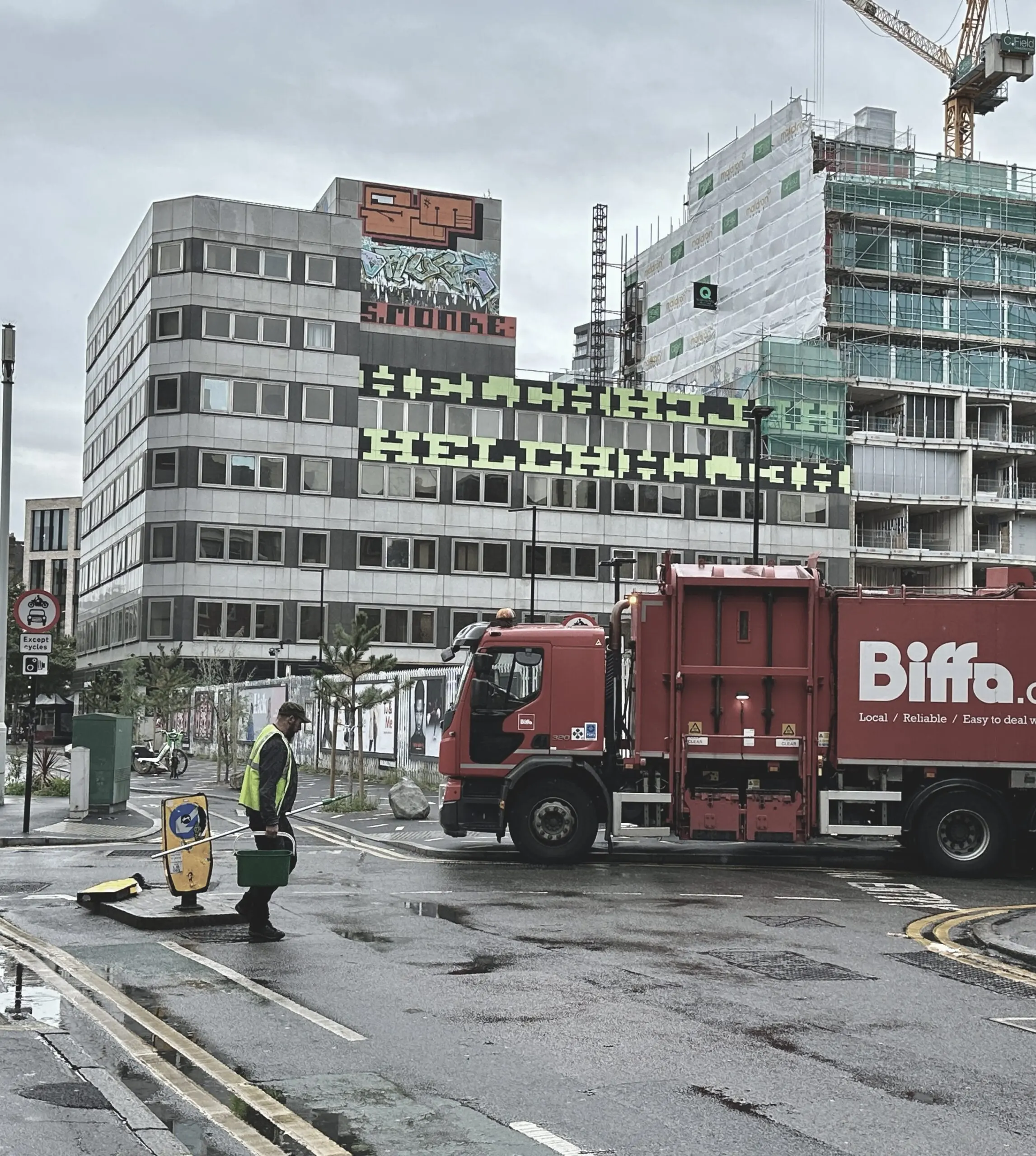A busy street scene in Shoreditch, east London