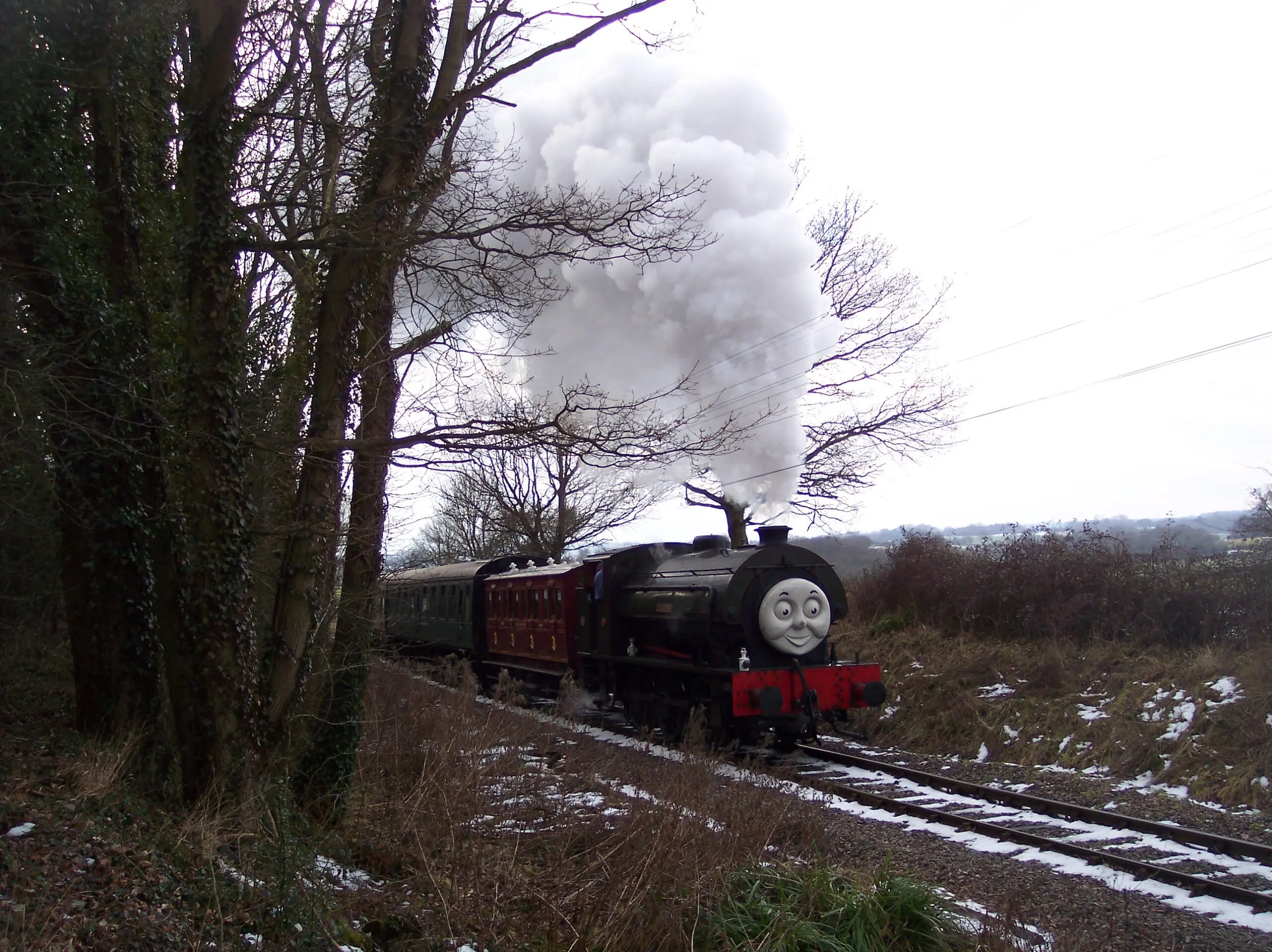 A steam train on the Kent and East Sussex Railway near Tenterden