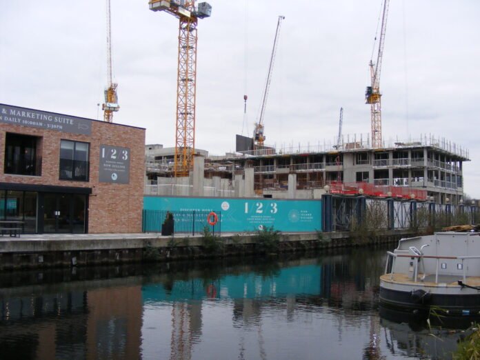 Construction site in Fish Island, Hackney Wick, east London