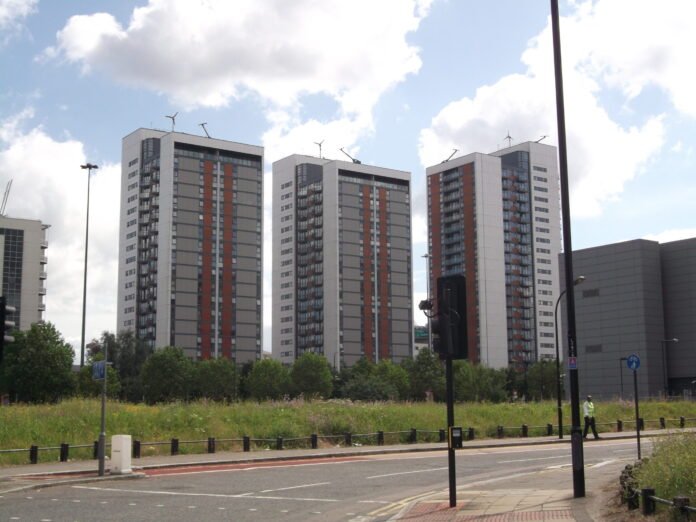 Elektron Towers on Blackwall Way, Poplar