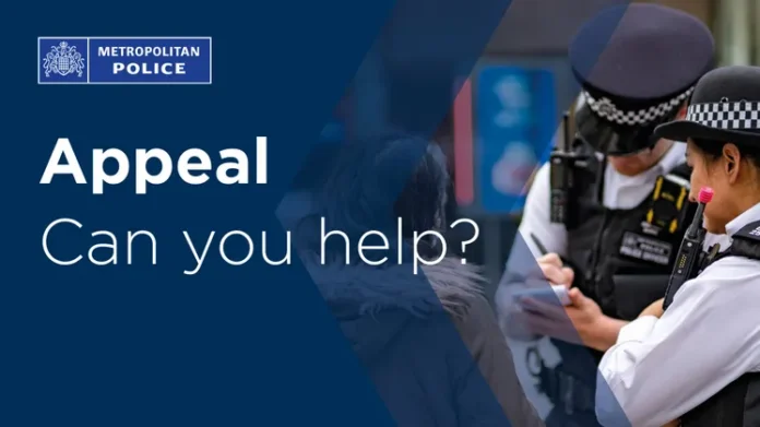 Metropolitan Police appeal graphic reading 'Appeal: Can you help?'