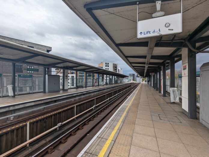 Deptford Bridge DLR station, next to the site of the proposed 800-home development.