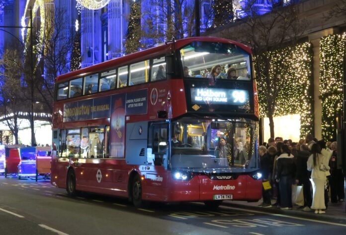 A Transport for London bus on Oxford Street in central London
