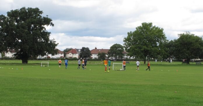 Five-a-side football at North Acton Playing Field in west London