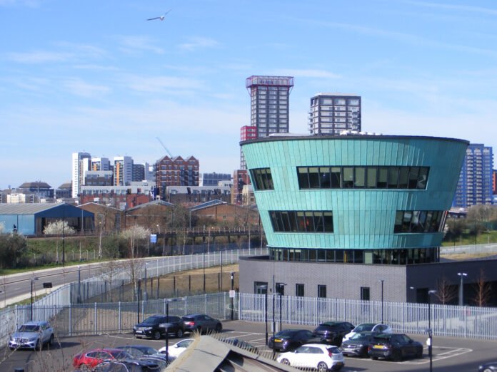 The Newham portal building at the northern entrance to the Silvertown Tunnel