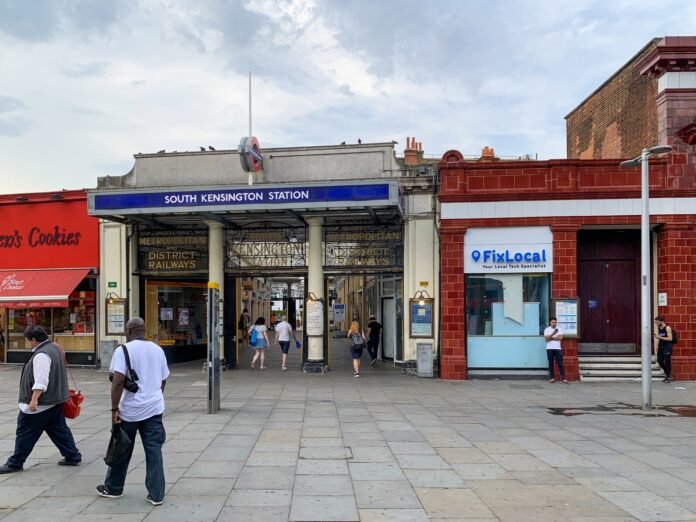 The historic arcade entrance at South Kensington station