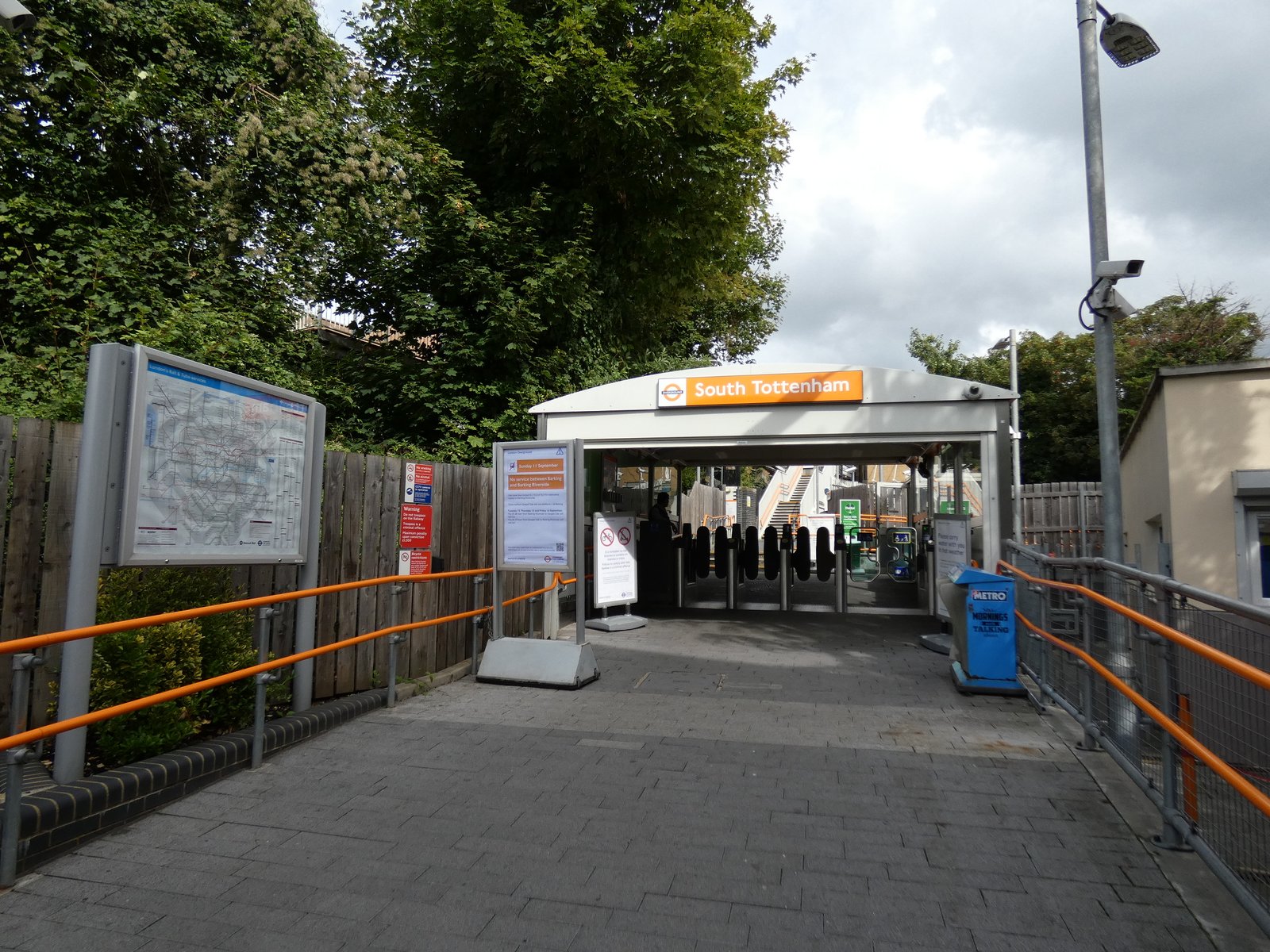The entrance to South Tottenham station on High Road in Tottenham, north London