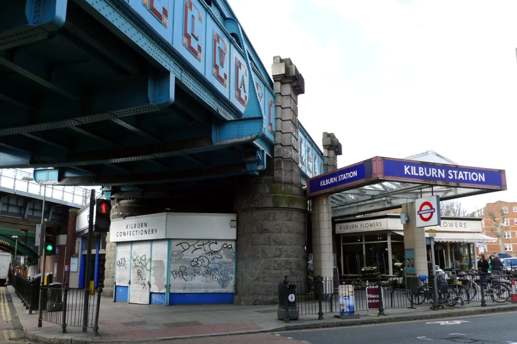 General view of Kilburn station entrance in north-west London