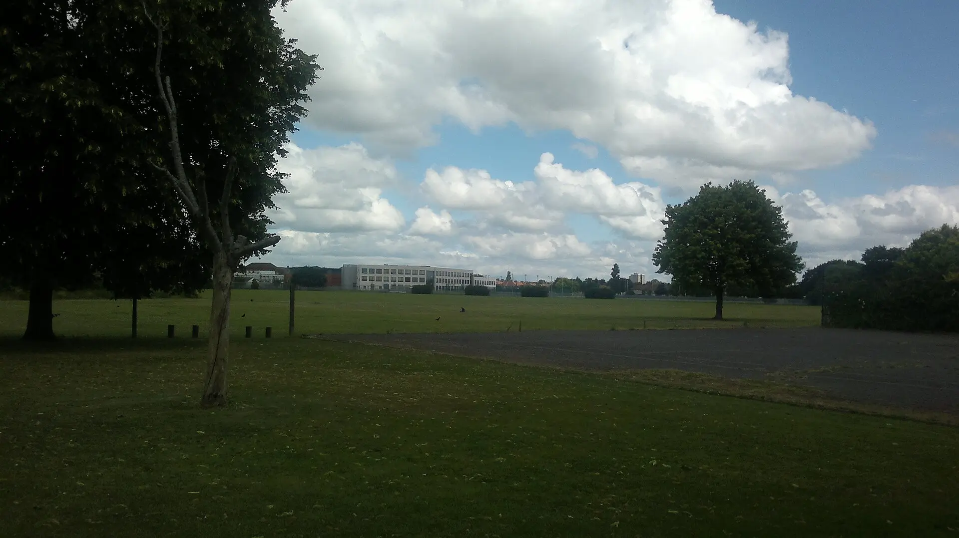 Sydney Russell School in Dagenham, seen from Parsloes Park