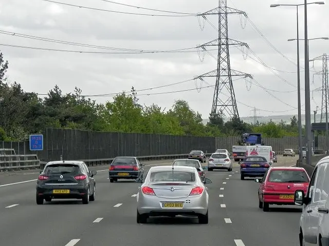 Traffic on the anticlockwise M25 motorway near Potters Bar